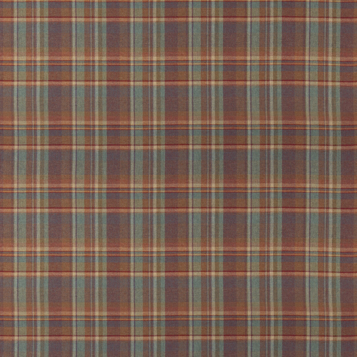 FD838-V87 LINDISFARNE PLAID RED/TEAL MULBERRY Fabrics Drapery Upholstery