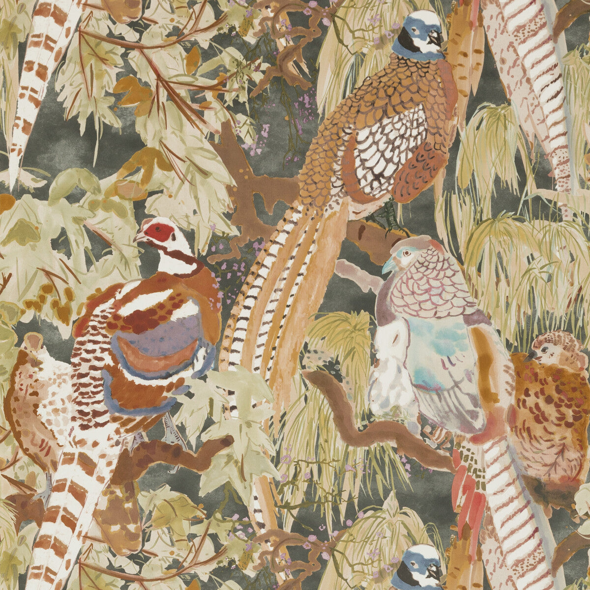 FG085-A101 GAME BIRDS CHARCOAL MULBERRY Wallpaper