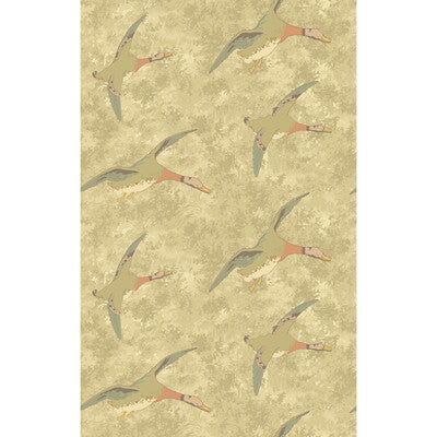 FG128-J107 FOREST DUCKS PARCHMENT MULBERRY Wallpaper