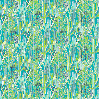 GDT5491-001 CACTUS AZUL/VERDE GASTON Y DANIELA Fabrics Drapery Upholstery
