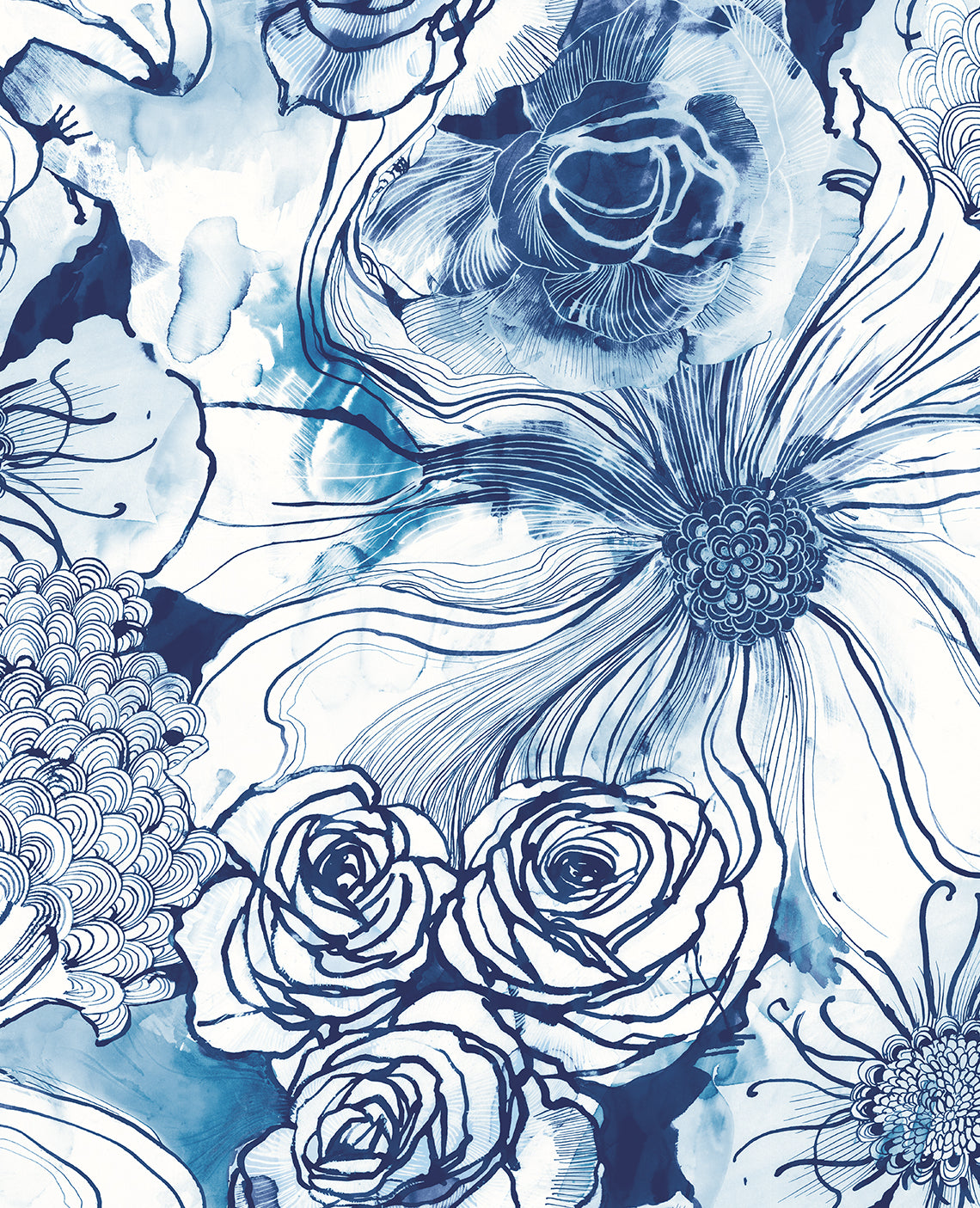 HG10102 Harry & Grace Harry & Grace Peel and Stick Wallpaper Ink Rose Celtic Blue