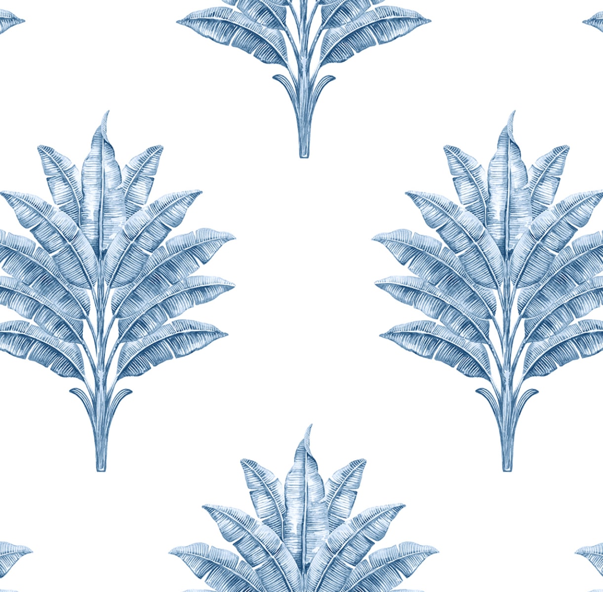HG10602 Harry & Grace Harry & Grace Peel and Stick Wallpaper Sea Breeze Palm Coastal Blue