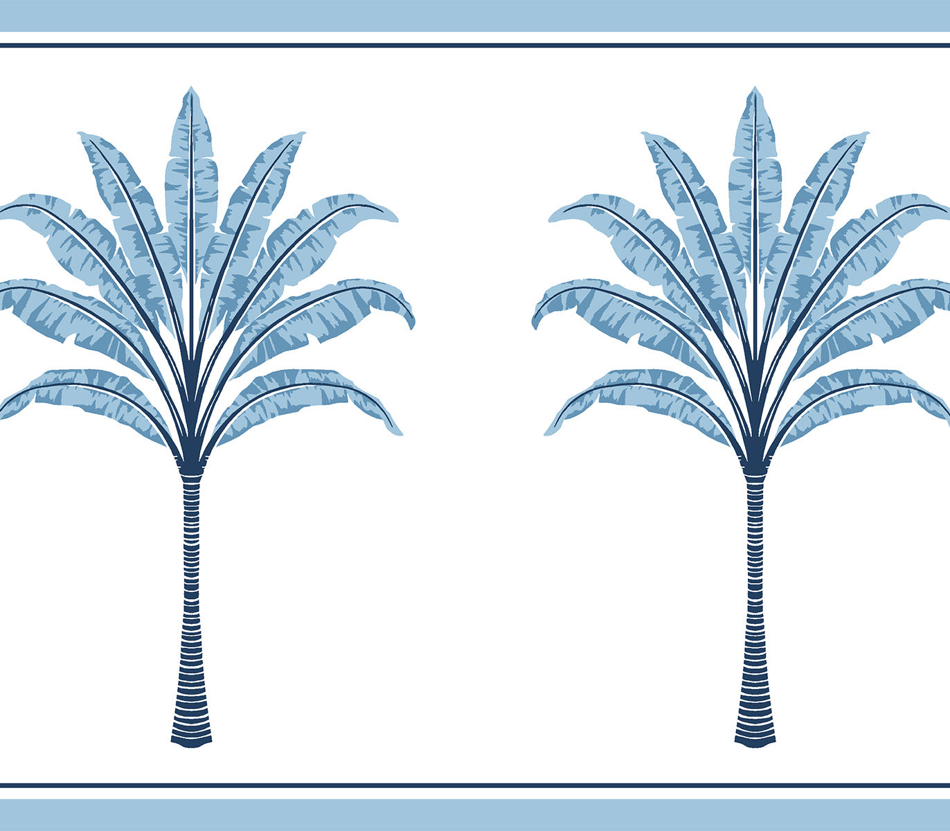 HG10802B Harry & Grace Harry & Grace Peel and Stick Wallpaper Montgomery Palm Border Blue Lake