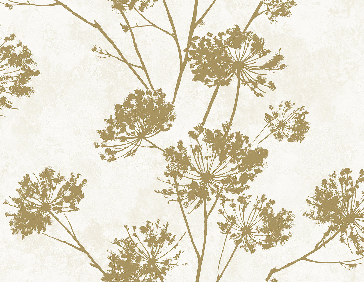 HG12105 Harry & Grace Harry & Grace Peel and Stick Wallpaper Dandelion Floral Metallic Gold