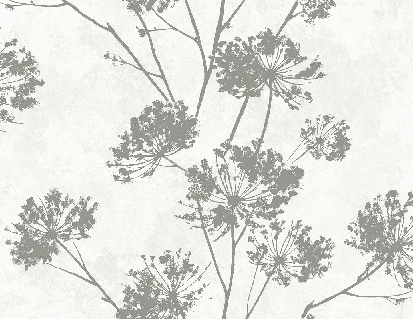 HG12108 Harry & Grace Harry & Grace Peel and Stick Wallpaper Dandelion Floral Metallic Silver