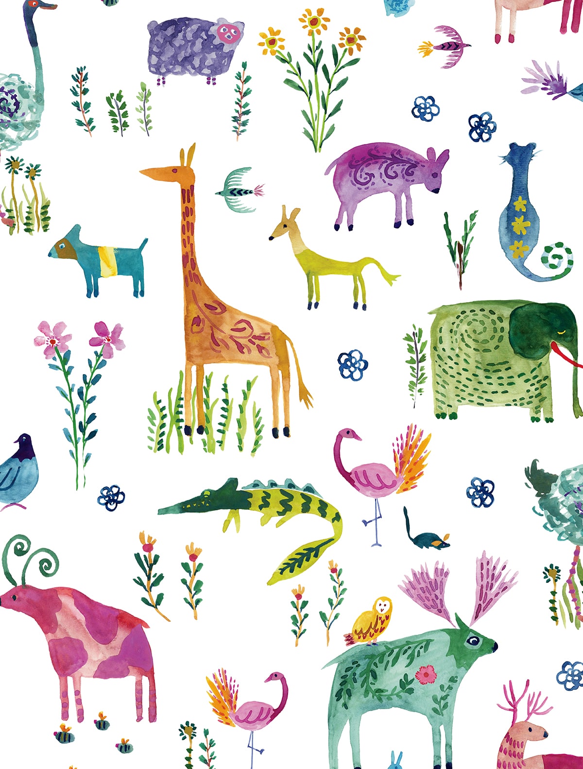 HG12800 Harry & Grace Harry & Grace Peel and Stick Wallpaper Animals Off-White