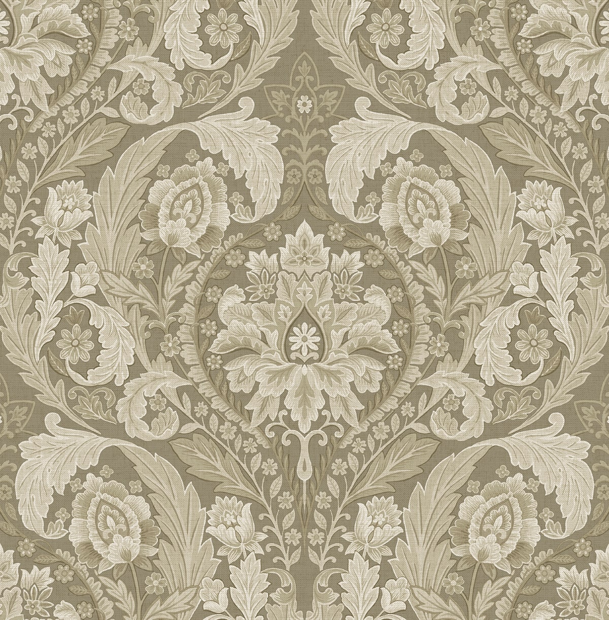 HG12905 Harry & Grace Harry & Grace Peel and Stick Wallpaper Thornton Vintage Damask Latte