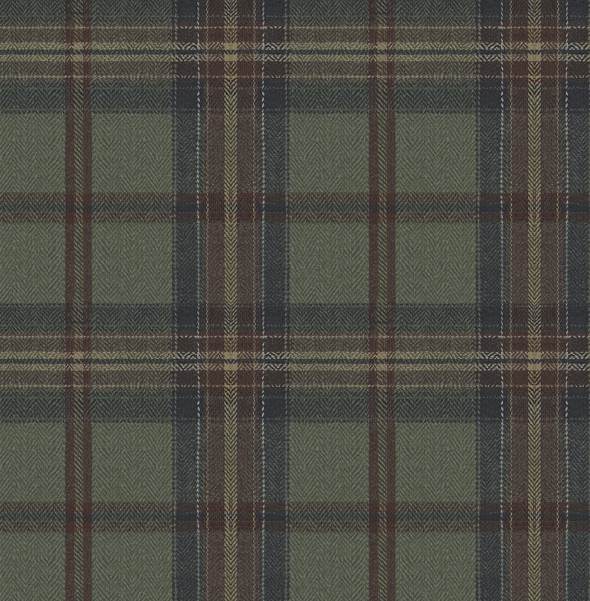 HG13704 Harry & Grace Harry & Grace Peel and Stick Wallpaper Herringbone Plaid Adobe & Antique Green