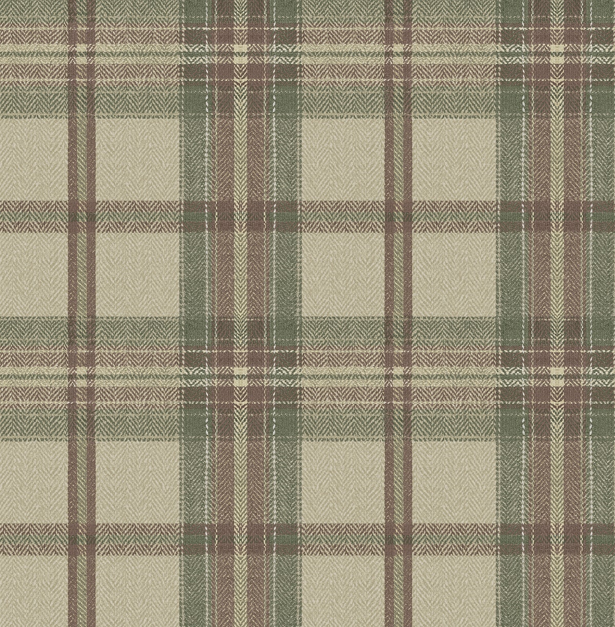 HG13707 Harry & Grace Harry & Grace Peel and Stick Wallpaper Herringbone Plaid Clay & Sage