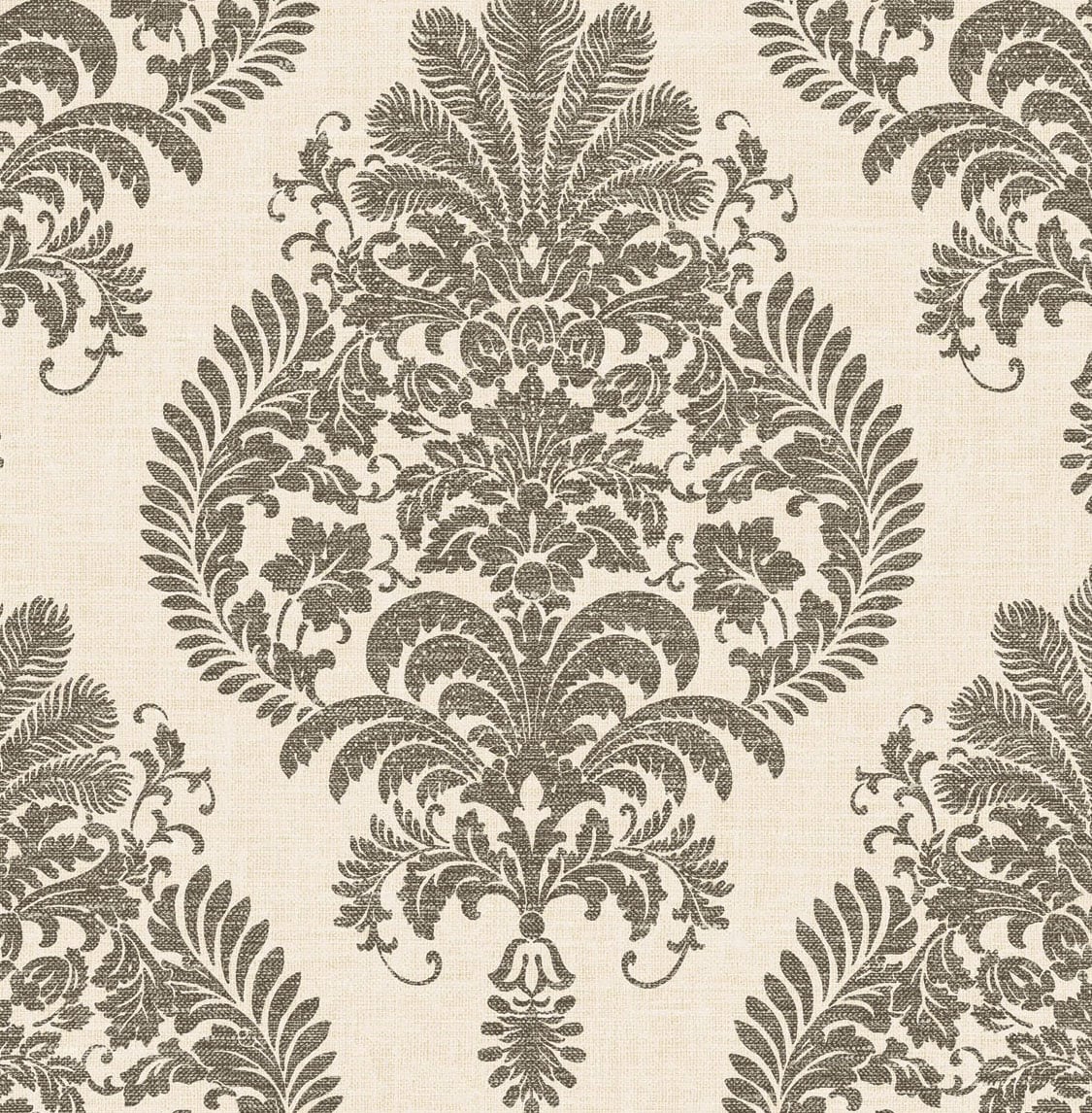 LN10400 Lillian August Luxe Retreat Wallpaper Antigua Damask Charcoal and Ivory