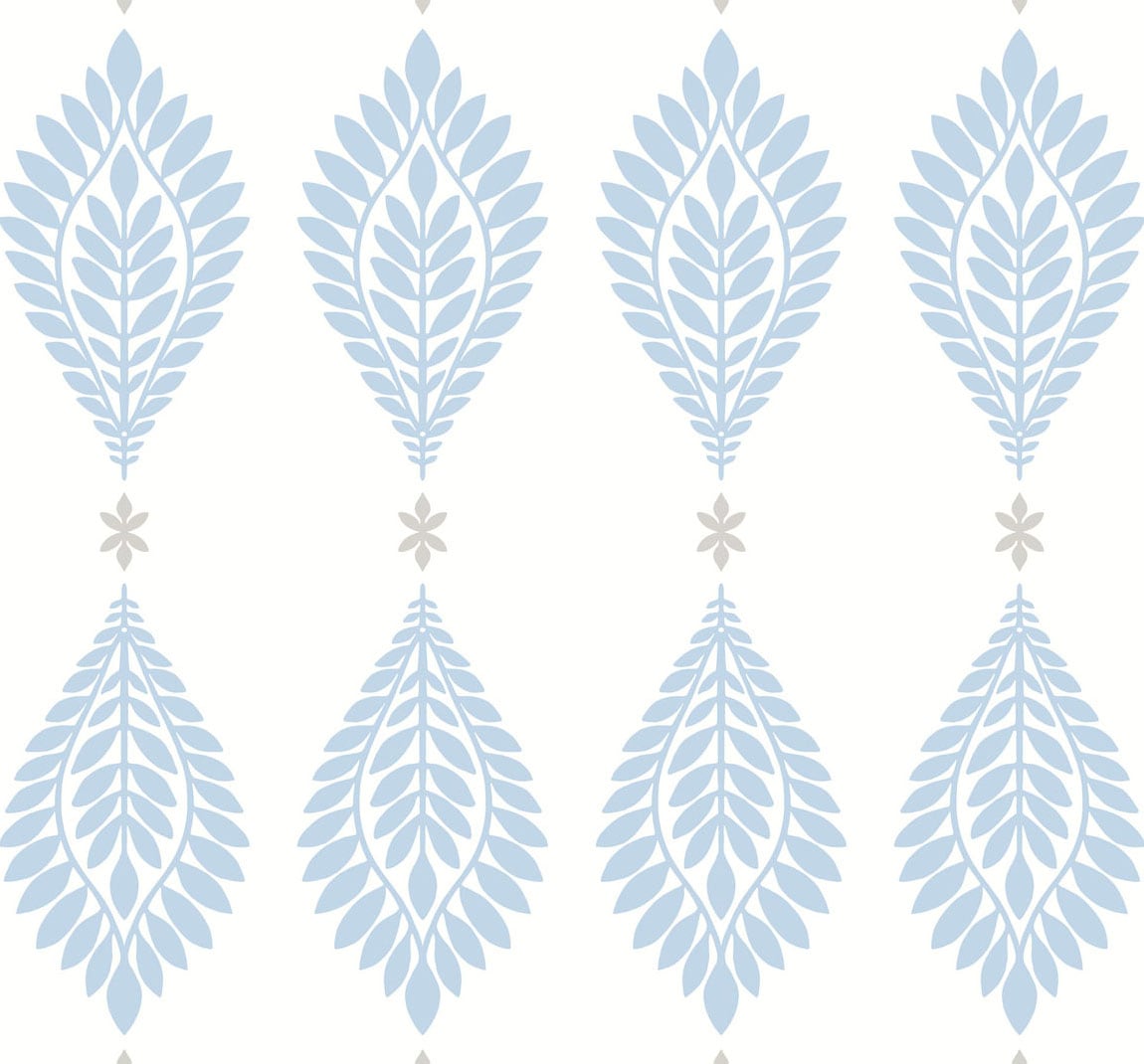 LN10602 Lillian August Luxe Retreat Wallpaper Mirasol Palm Frond Carolina Blue and Eggshell