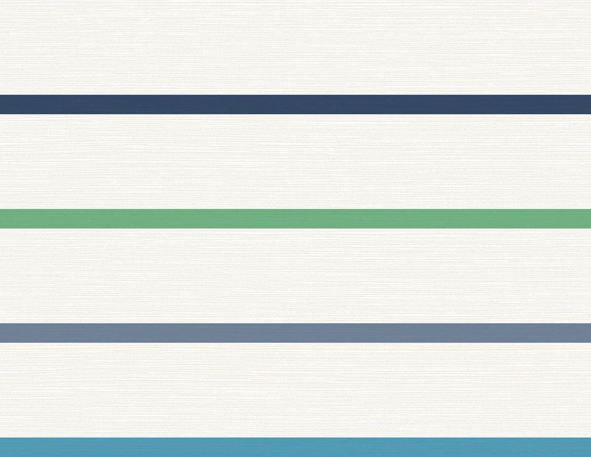 LN11412 Lillian August Luxe Retreat Wallpaper Crew Stripe Midnight Blue, Spearmint, and Eggshell