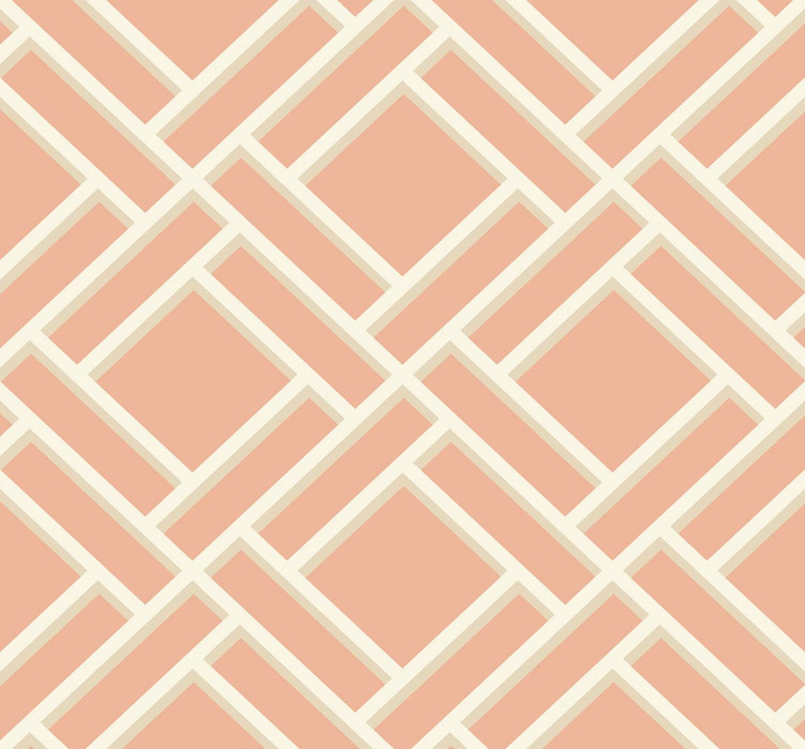 LN11501 Lillian August Luxe Retreat Wallpaper Block Trellis Melon and Arrowroot