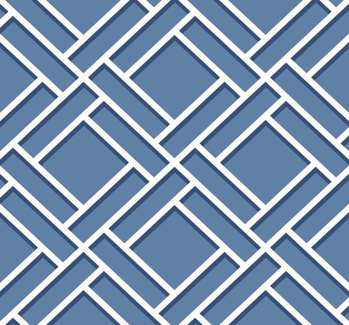 LN11502 Lillian August Luxe Retreat Wallpaper Block Trellis Coastal Blue and Navy