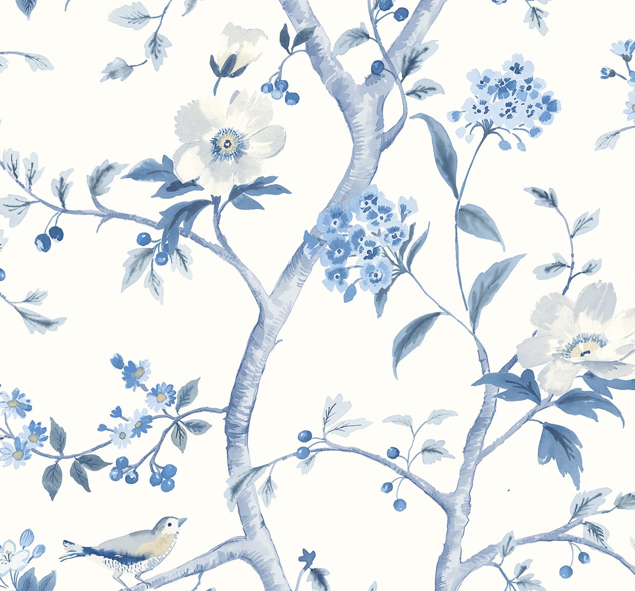 LN21302 Lillian August Lillian August Peel and Stick Wallpaper Floral Trail Bluestone