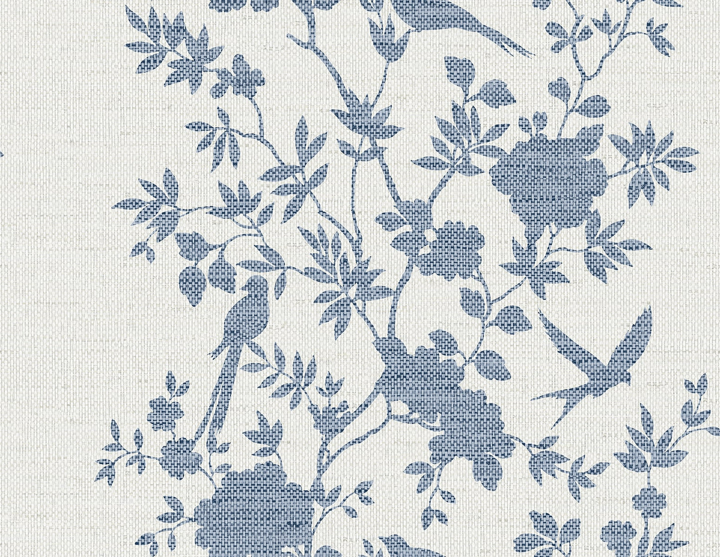 LN41002 Lillian August Coastal Haven Wallpaper Aloha Bird Trail Denim Blue
