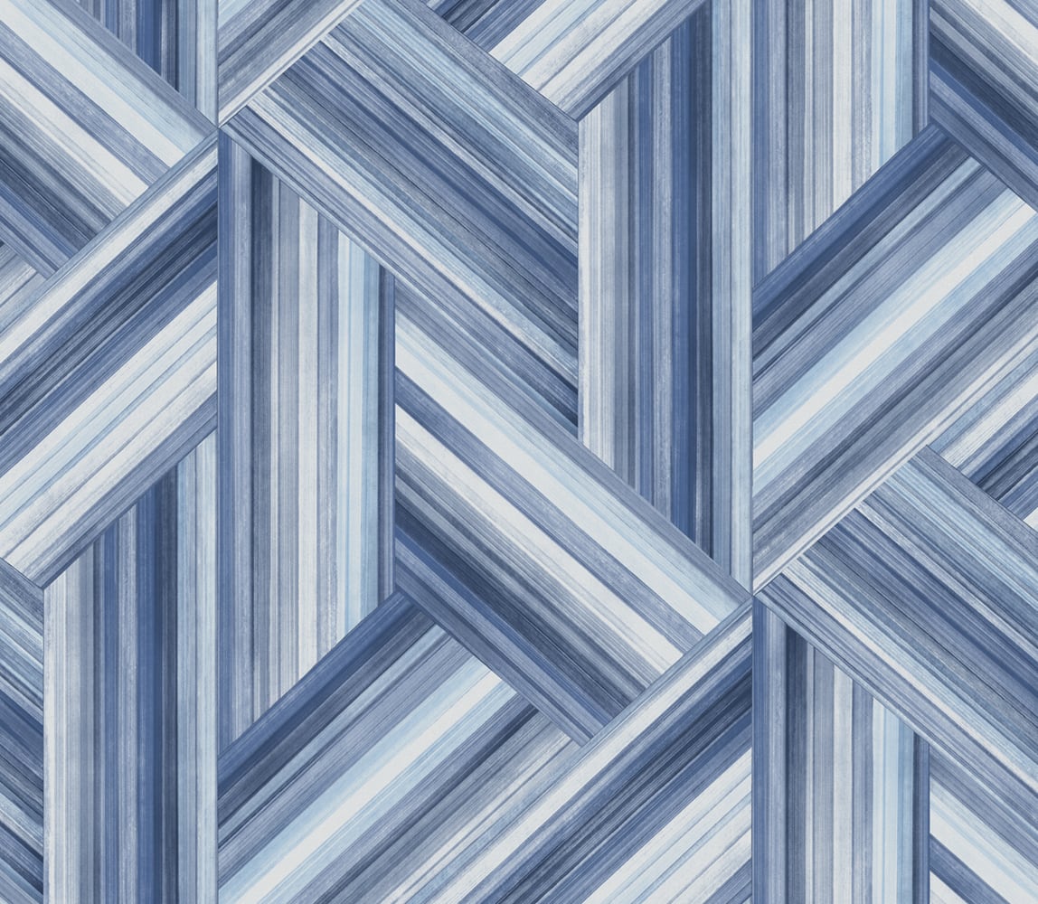 LW50102 Seabrook Designs Living with Art Wallpaper Geo Inlay Denim and Sky Blue