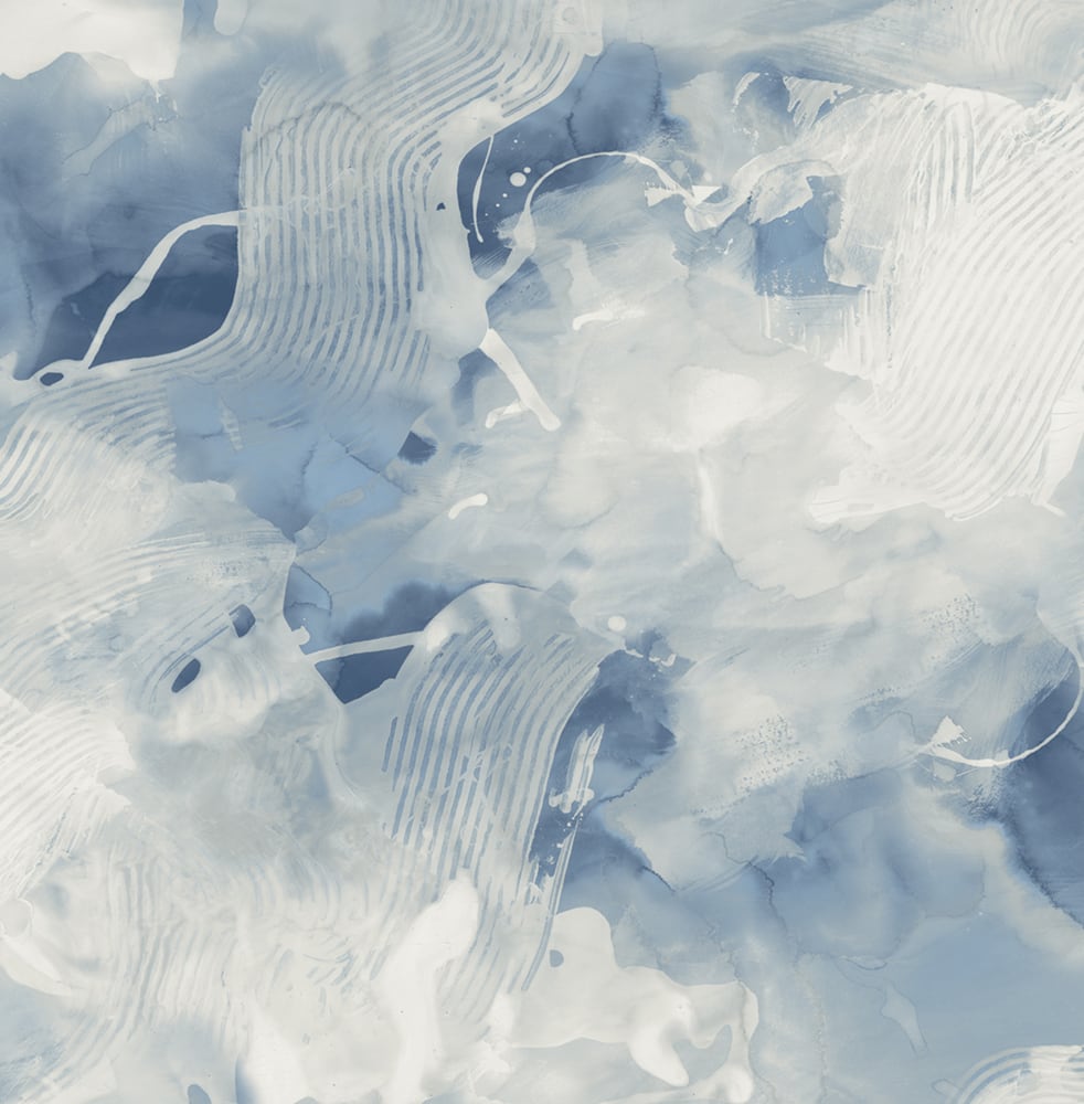 LW50202 Seabrook Designs Living with Art Wallpaper Notch Trowel Abstract Blue Lake and Frost