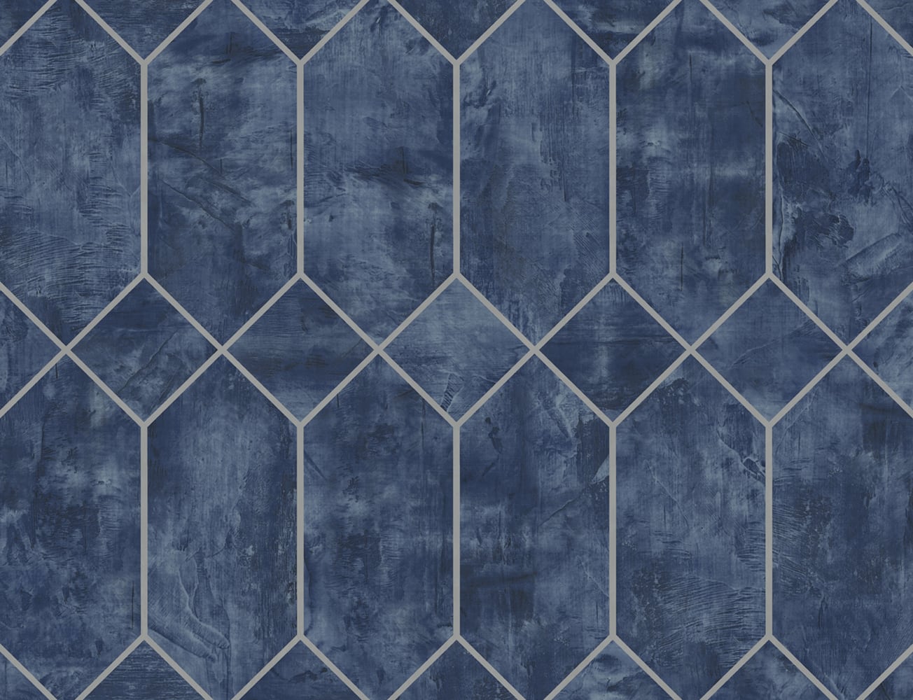 LW51602 Seabrook Designs Living with Art Wallpaper Geo Faux Denim Blue and Metallic Silver