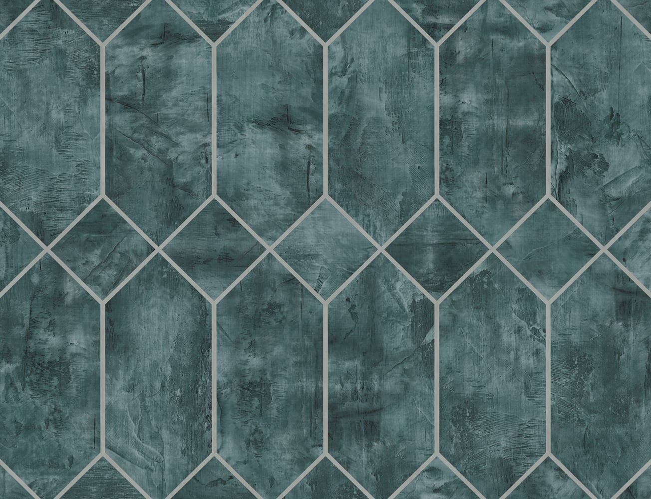 LW51604 Seabrook Designs Living with Art Wallpaper Geo Faux Emerald and Metallic Silver
