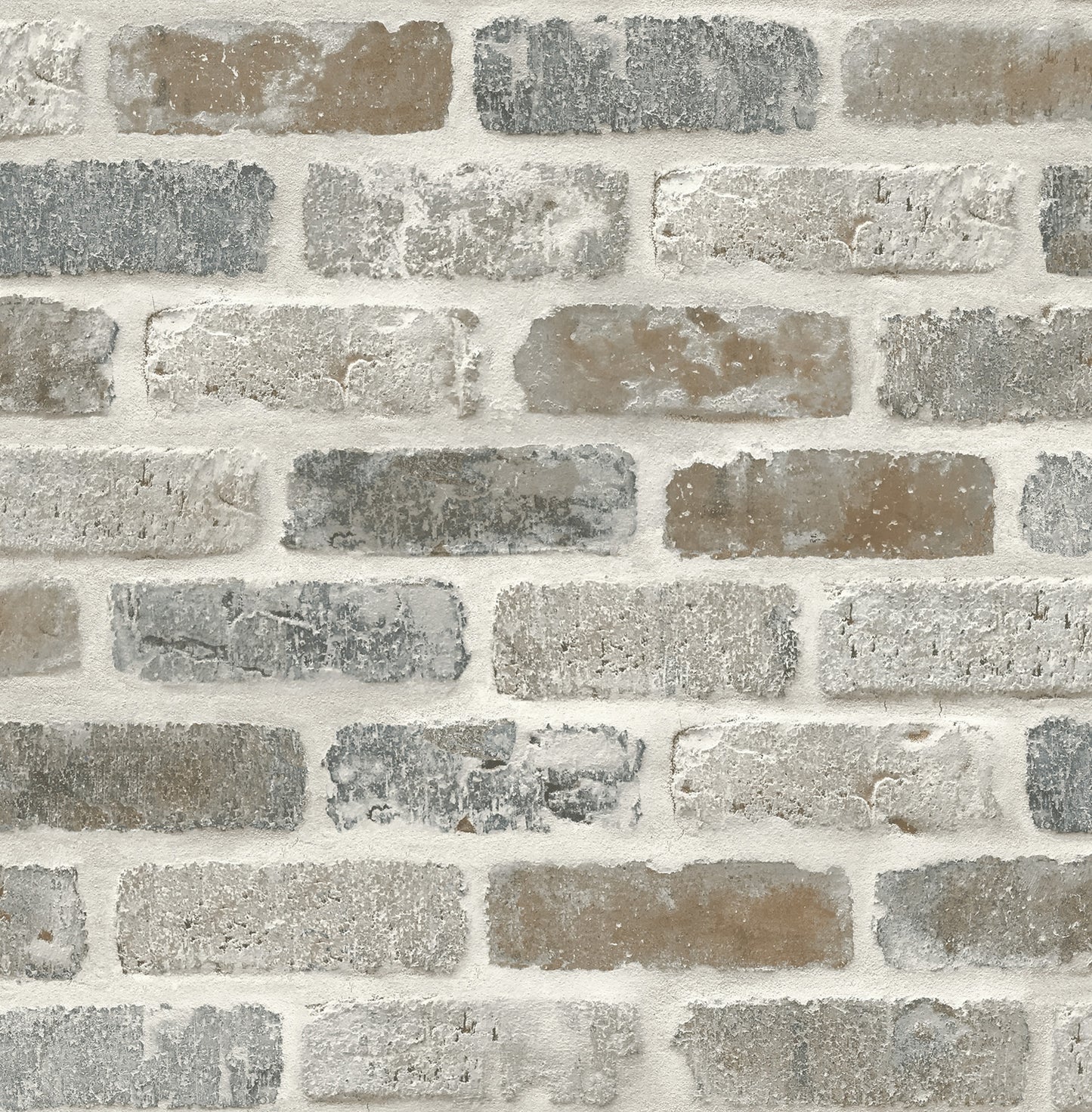 NW30500 NextWall NextWall Peel & Stick Wallpaper Washed Brick Soft Gray & Rust
