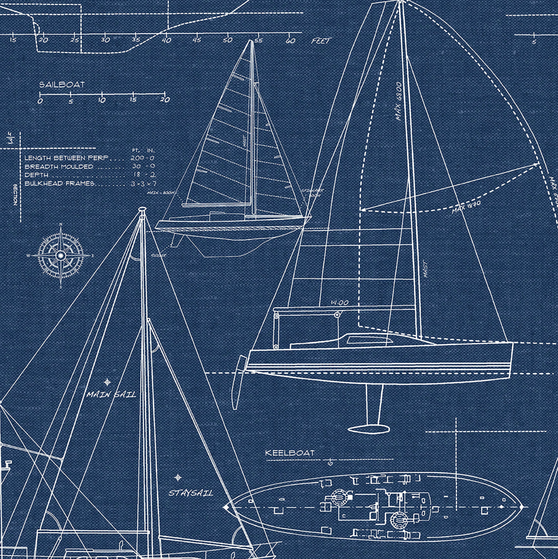 NW32902 NextWall NextWall Peel & Stick Wallpaper Yacht Club Navy Blue