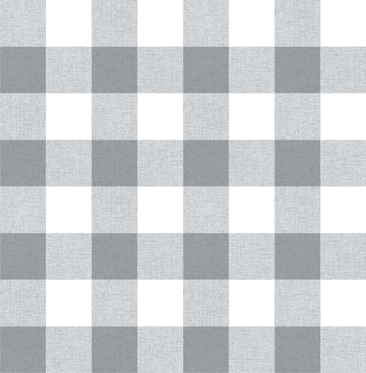 NW34508 NextWall NextWall Peel & Stick Wallpaper Picnic Plaid Gray & White