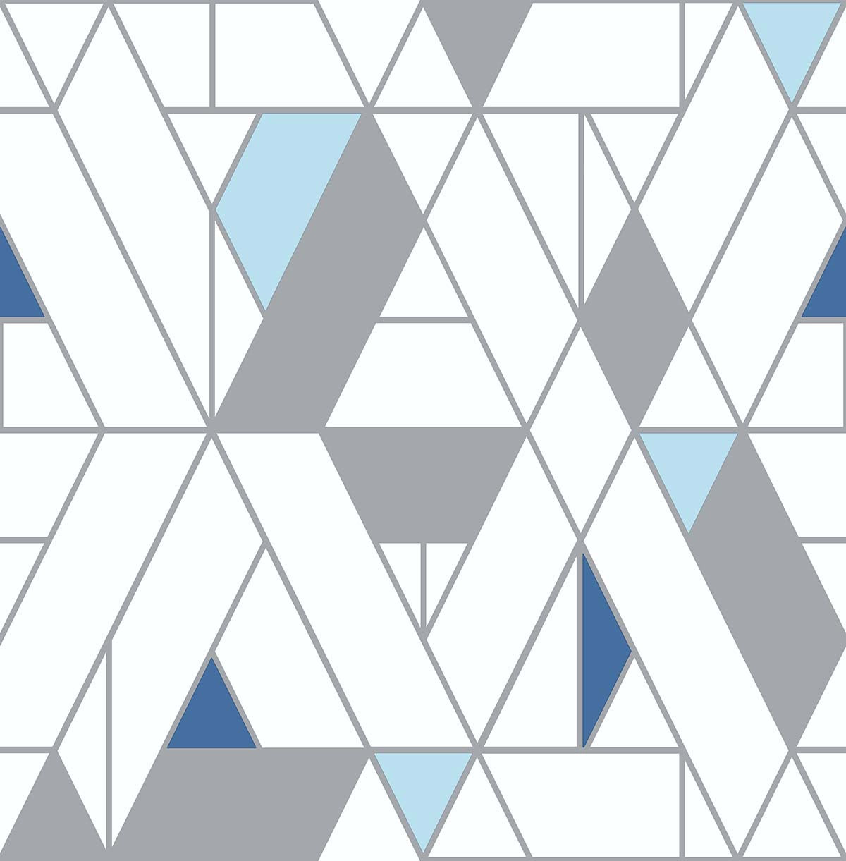 NW34702 NextWall NextWall Peel & Stick Wallpaper Kaleidoscope Blue & Gray