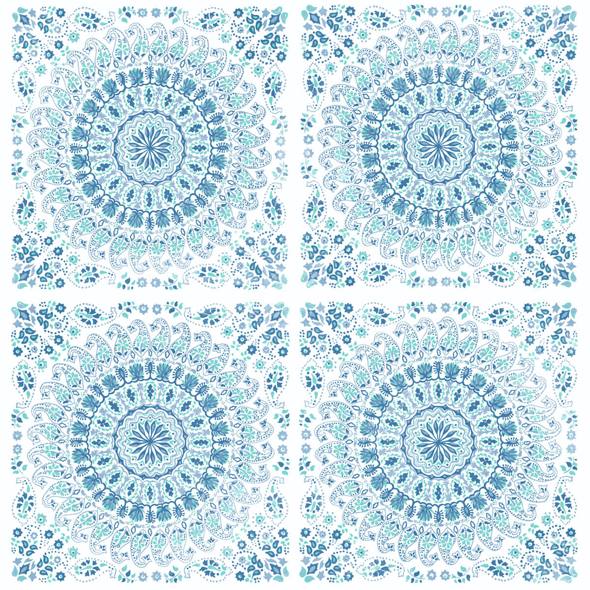 NW35102 NextWall NextWall Peel & Stick Wallpaper Mandala Teal & Blue