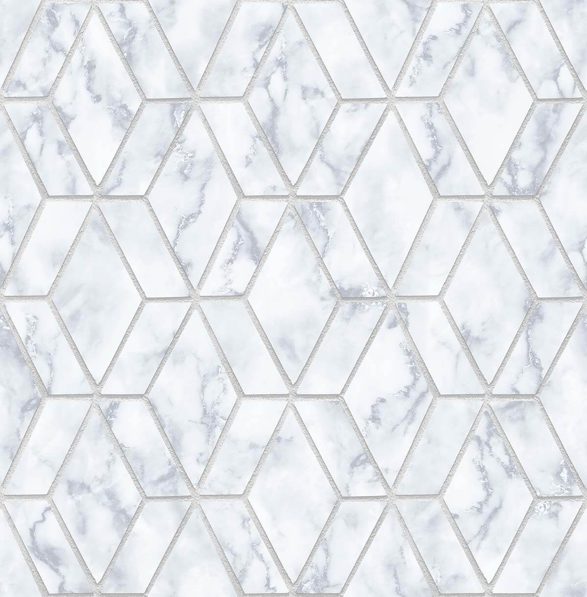 NW35700 NextWall NextWall Peel & Stick Wallpaper Marble Tile Gray & Metallic Silver