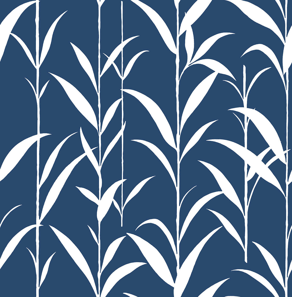 NW36402 NextWall NextWall Peel & Stick Wallpaper Bamboo Leaves Navy Blue