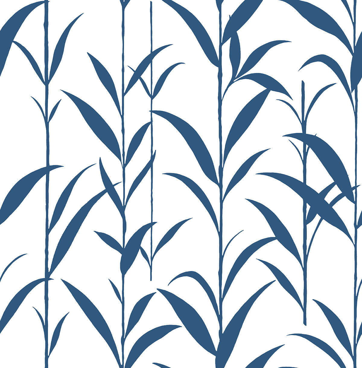 NW36412 NextWall NextWall Peel & Stick Wallpaper Bamboo Leaves Navy Blue & White