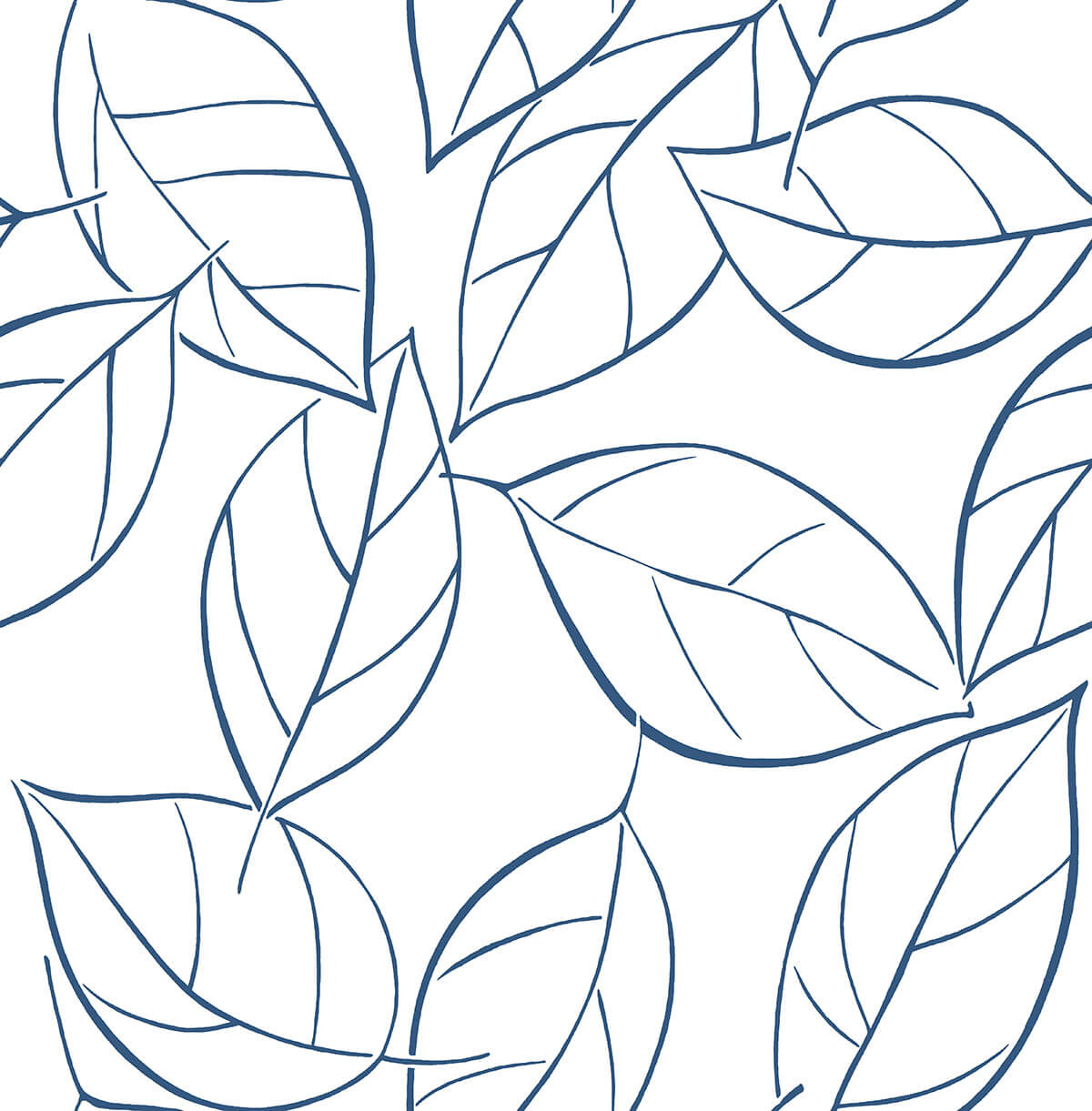NW36502 NextWall NextWall Peel & Stick Wallpaper Tossed Leaves Navy Blue
