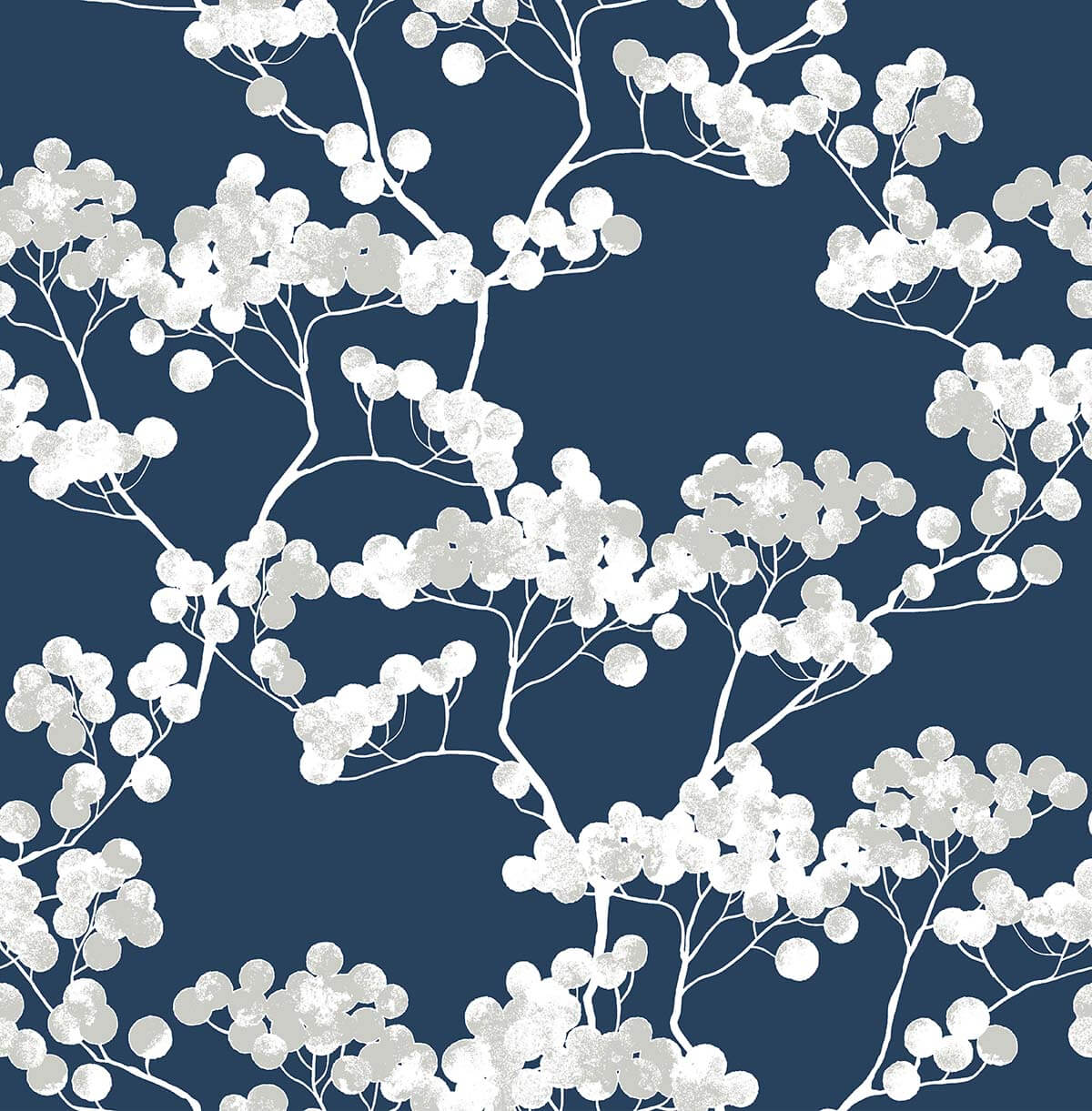 NW37202 NextWall NextWall Peel & Stick Wallpaper Cyprus Blossom Navy Blue & Gray