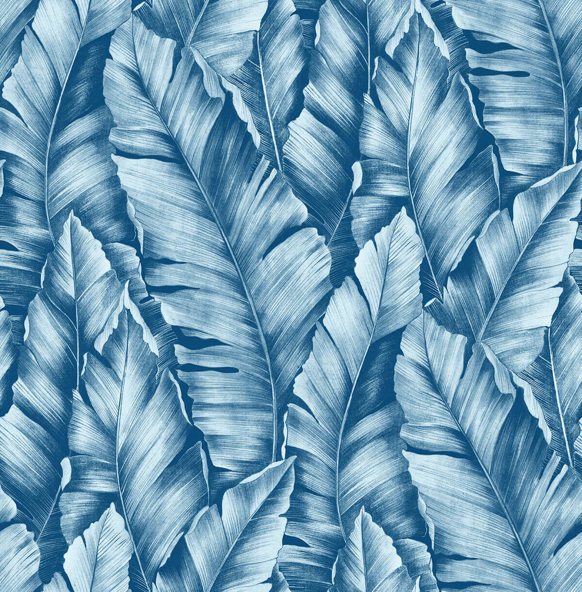 NW37902 NextWall NextWall Peel & Stick Wallpaper Baha Banana Leaves Regatta Blue