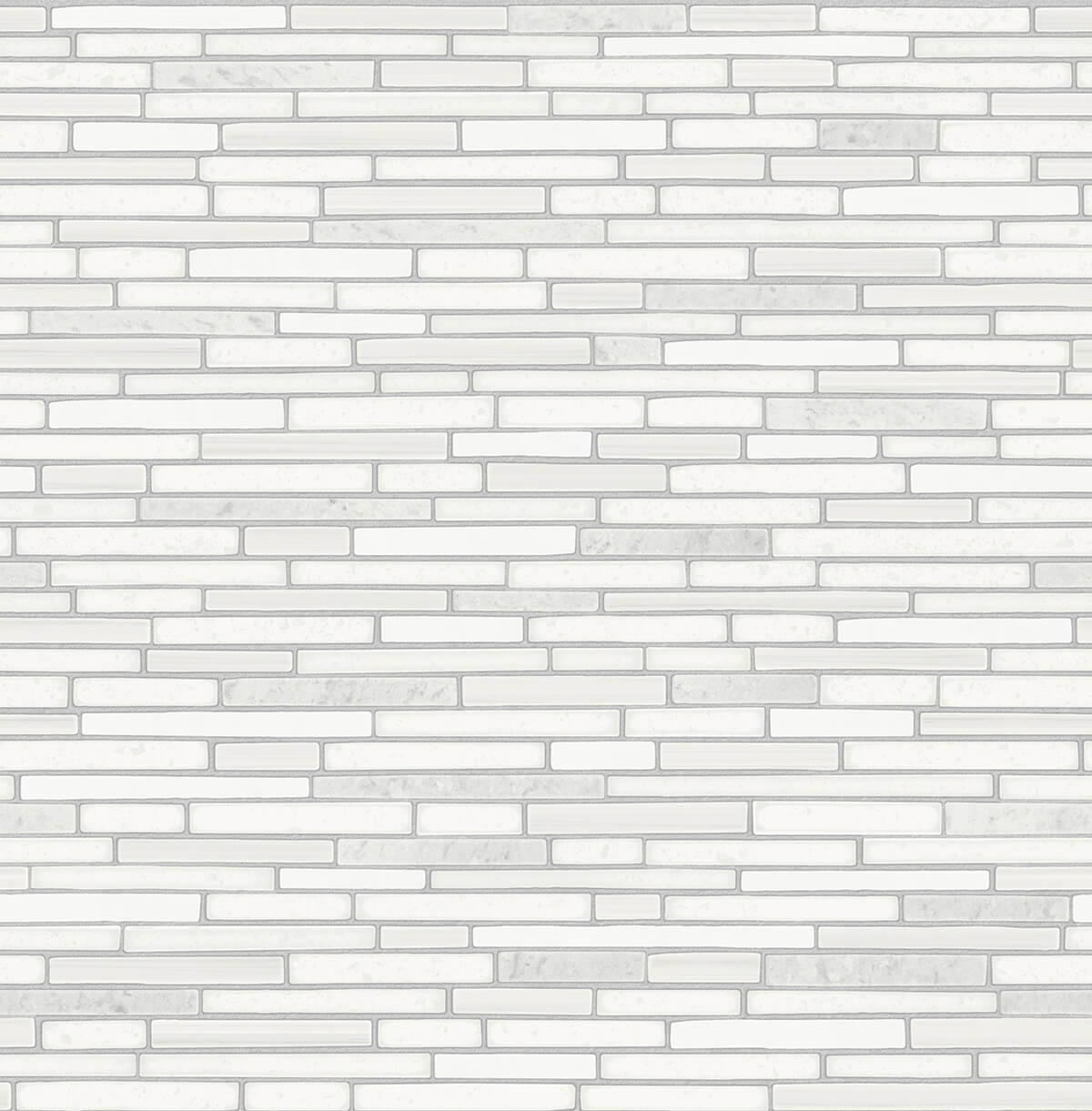 NW38400 NextWall NextWall Peel & Stick Wallpaper Faux Mosaic Strip Tile Metallic Pearl & Gray