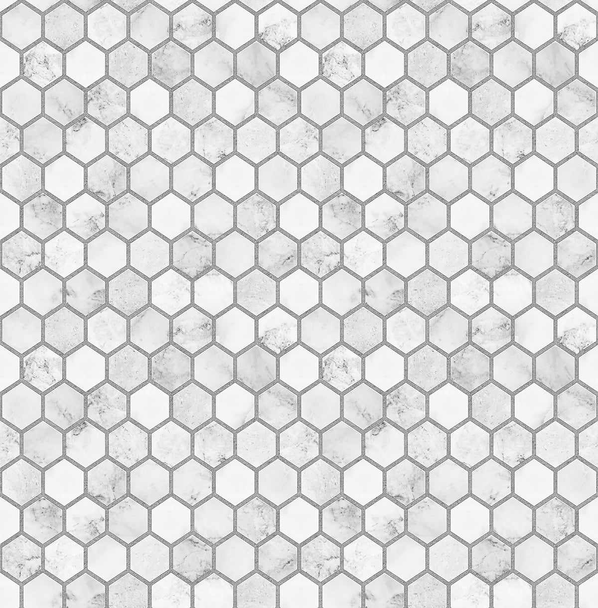 NW38710 NextWall NextWall Peel & Stick Wallpaper Marble Hexagon Carrara & Argos Grey
