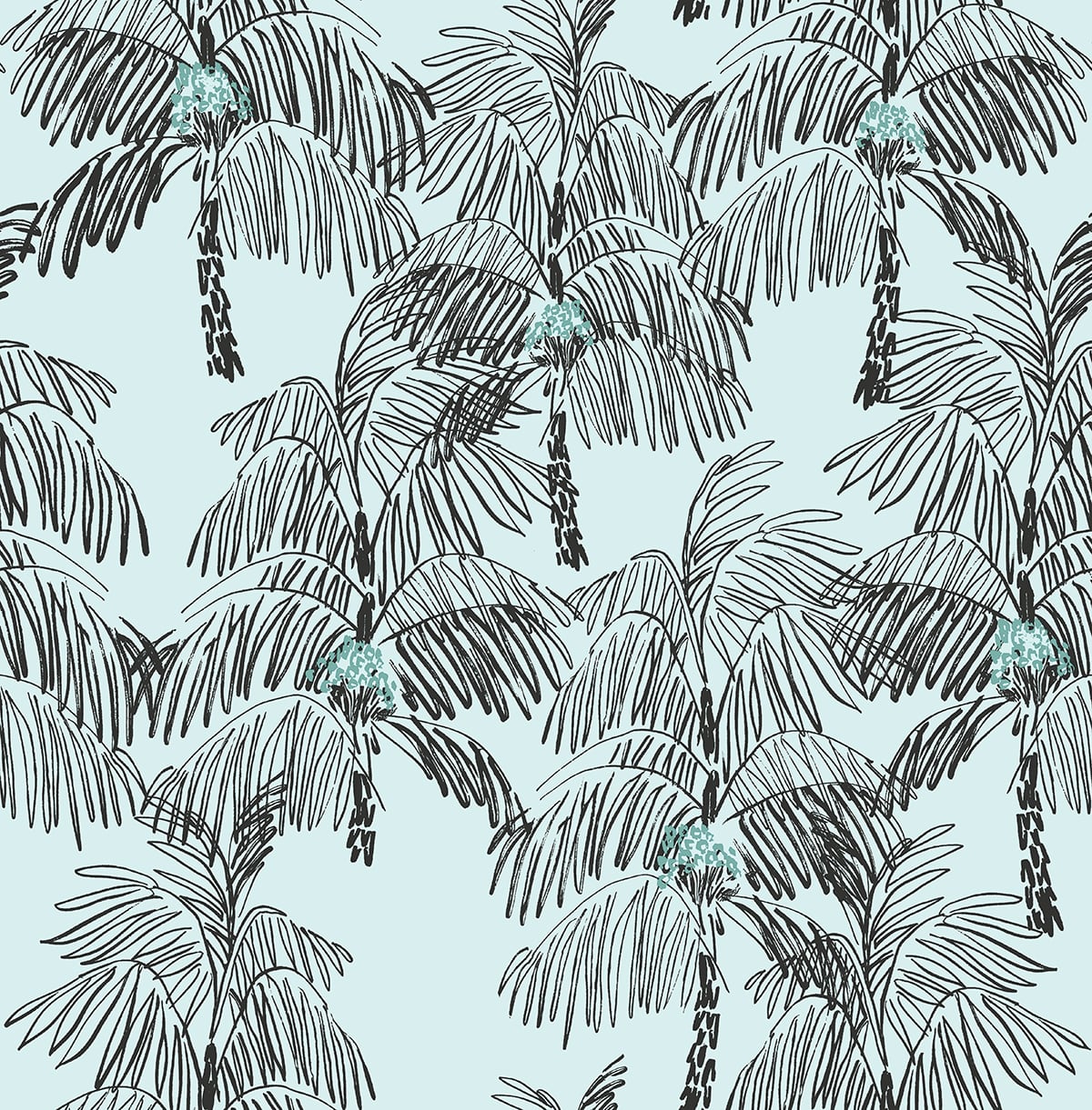 NW40012 NextWall NextWall Peel & Stick Wallpaper Palm Beach Sky Blue & Black