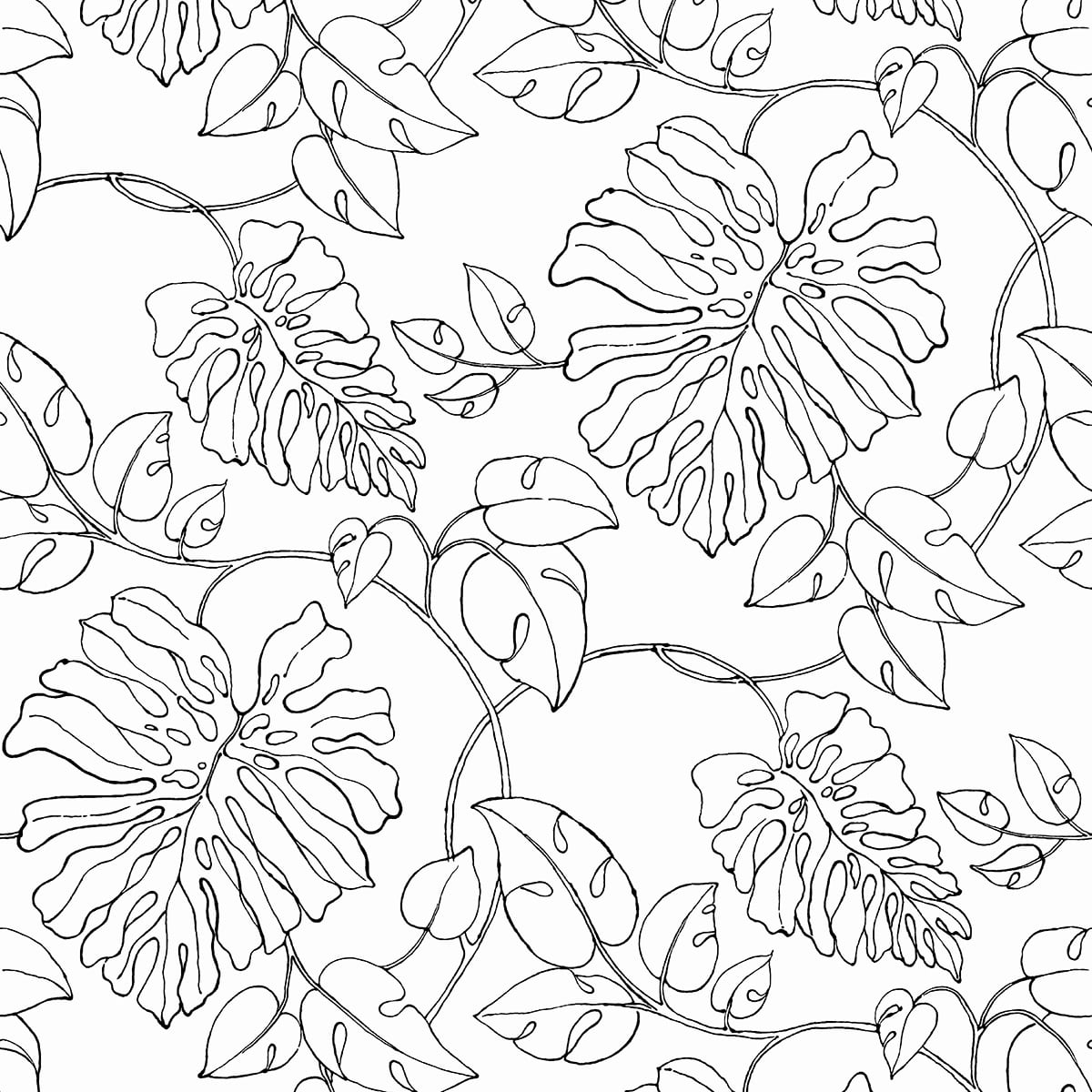 NW40508 NextWall NextWall Peel & Stick Wallpaper Tropical Linework Black & White