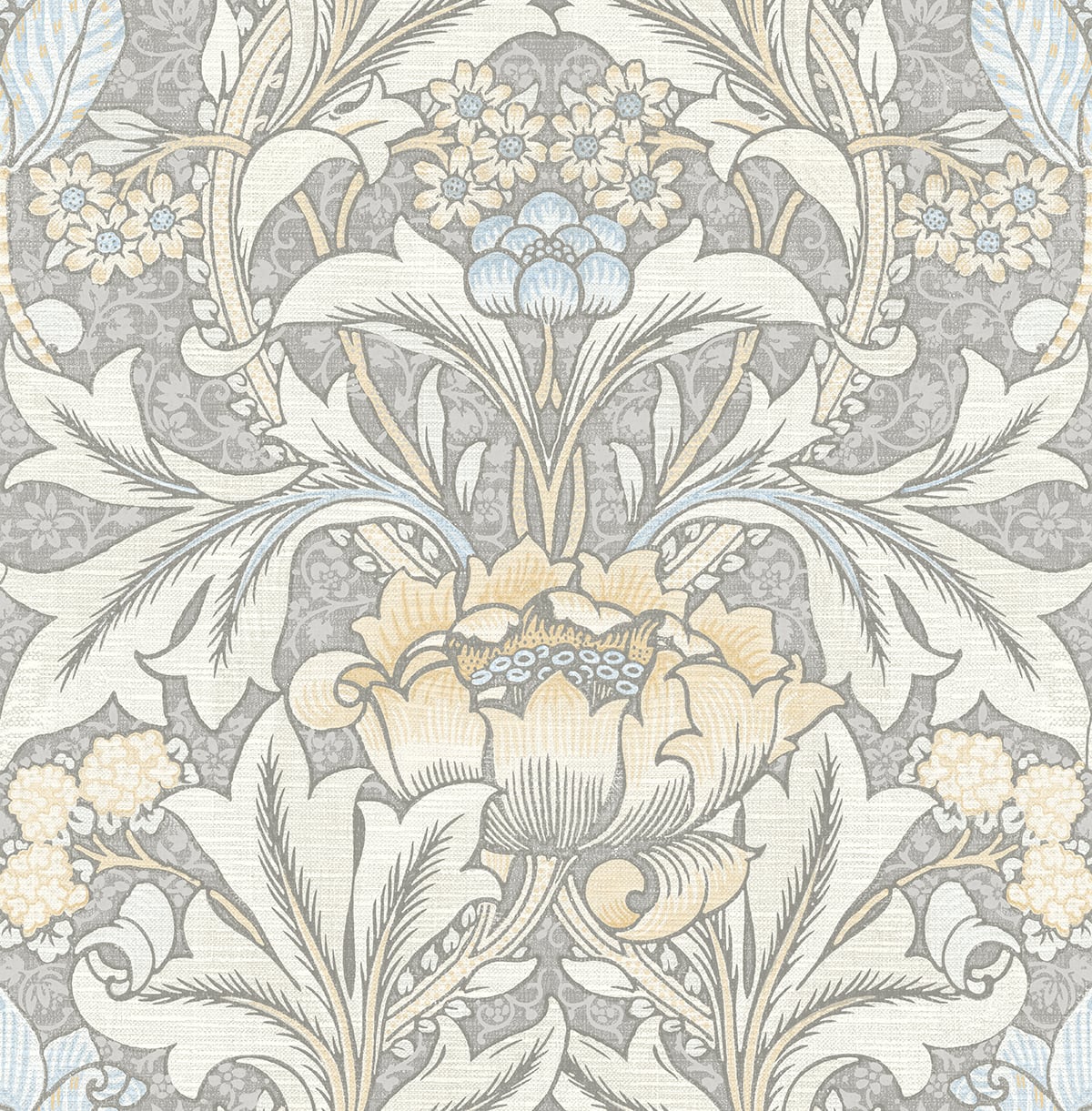 NW41508 NextWall NextWall Peel & Stick Wallpaper Acanthus Floral Daydream Grey & Pearl Blue