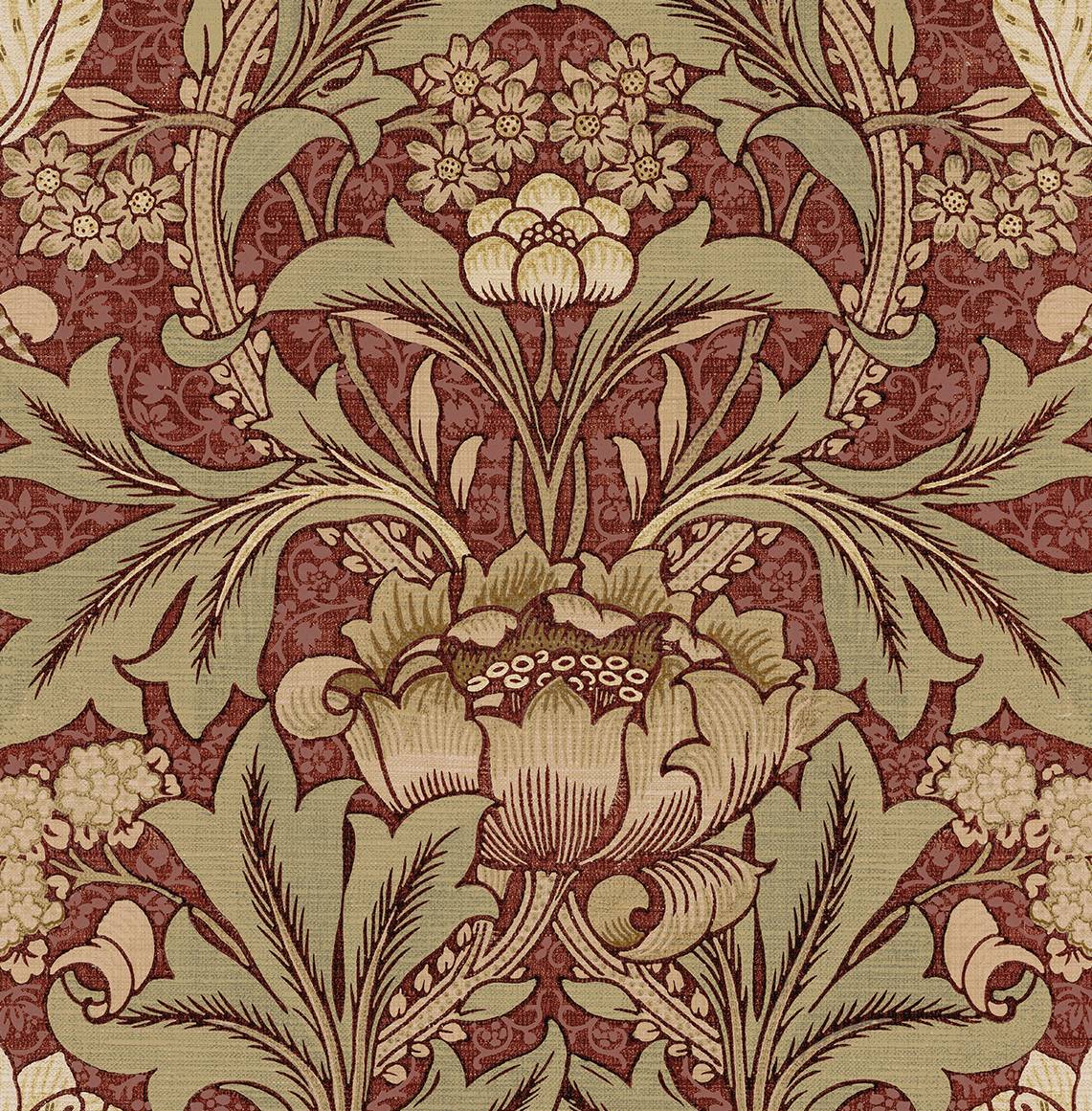 NW41511 NextWall NextWall Peel & Stick Wallpaper Acanthus Floral Red Clay & Lichen