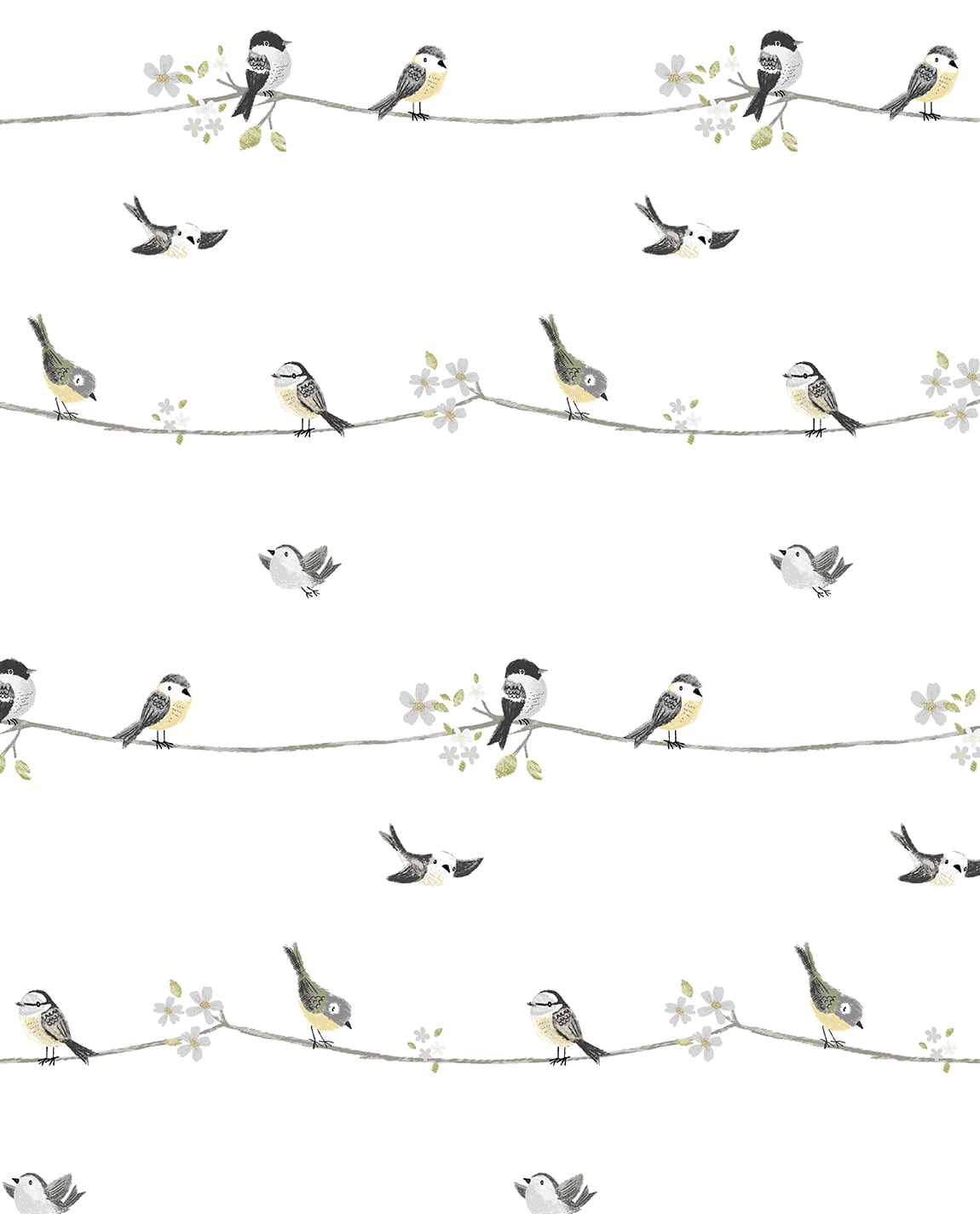 NW41600 NextWall NextWall Peel & Stick Wallpaper Sweet Tweet Charcoal & Buttercup