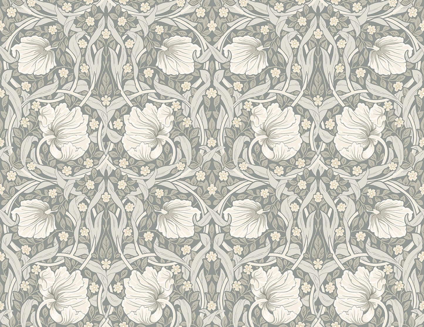 NW42408 NextWall NextWall Peel & Stick Wallpaper Pimpernel Floral Alloy Grey & Alabaster