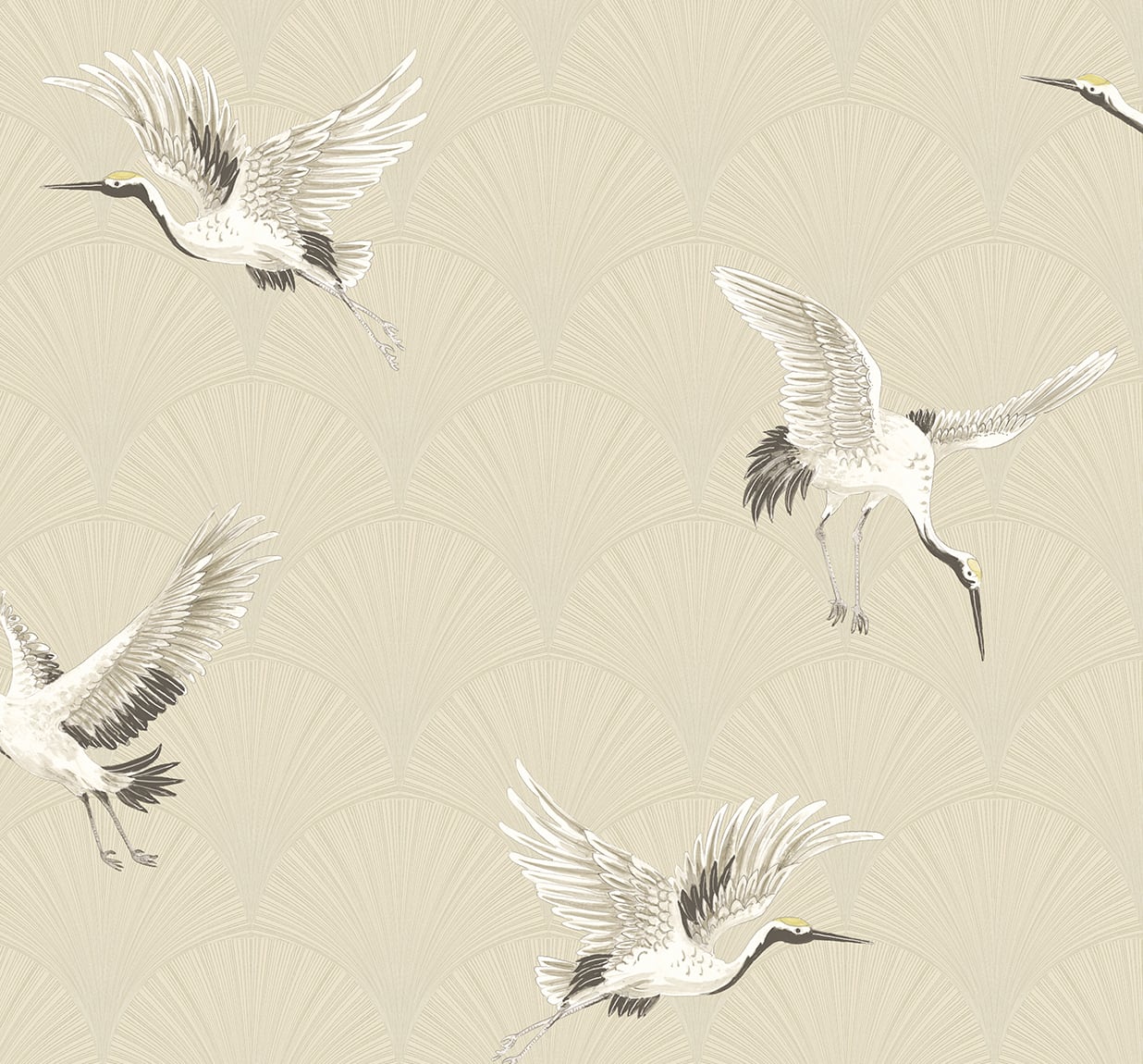 NW42810 NextWall NextWall Peel & Stick Wallpaper Cranes Alba Beige