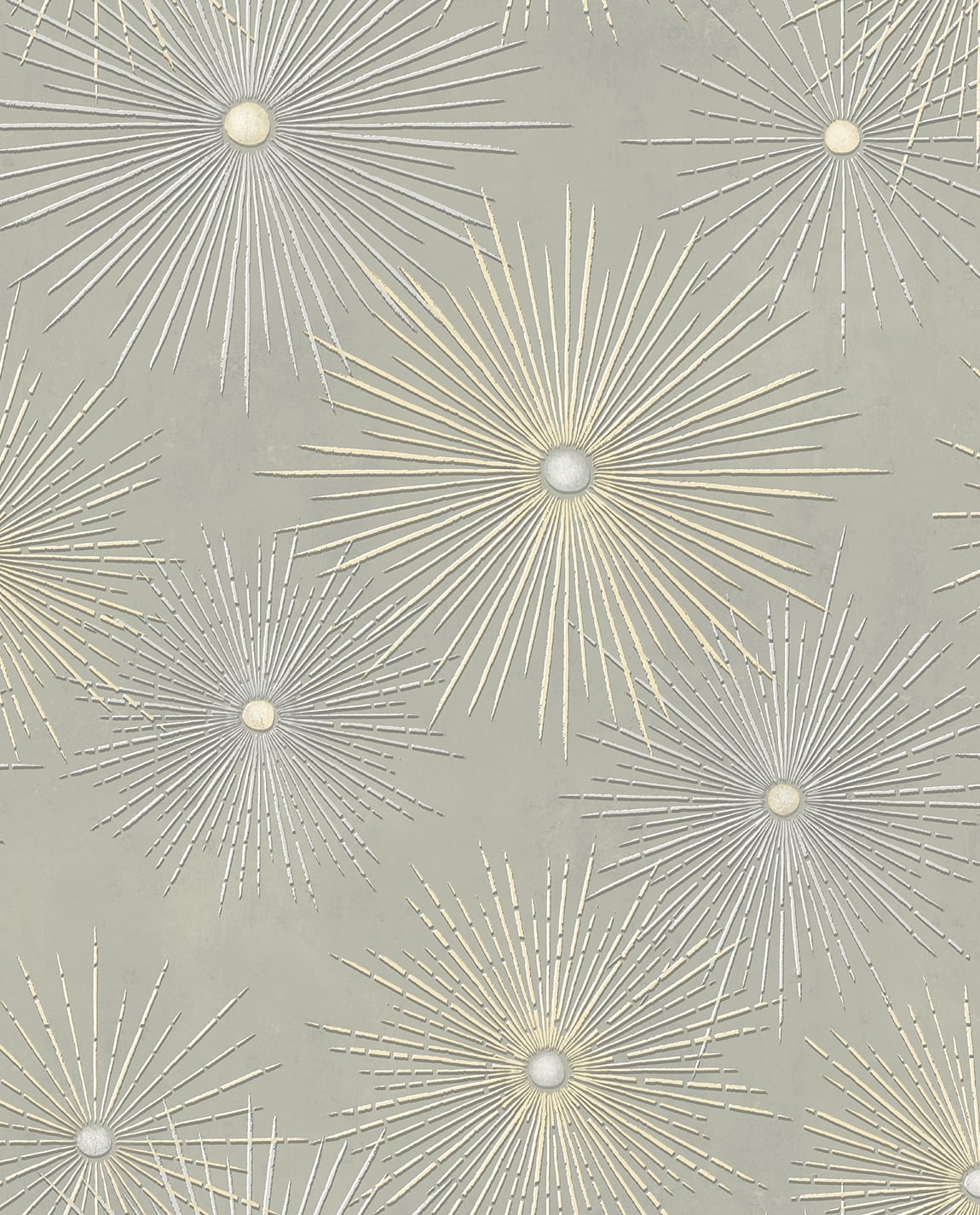 NW43105 NextWall NextWall Peel & Stick Wallpaper Starburst Geo Silversmoke & Metallic Gold