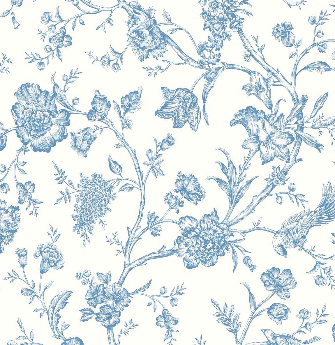NW43412 NextWall NextWall Peel & Stick Wallpaper Jasmine Chinoiserie Carolina Blue