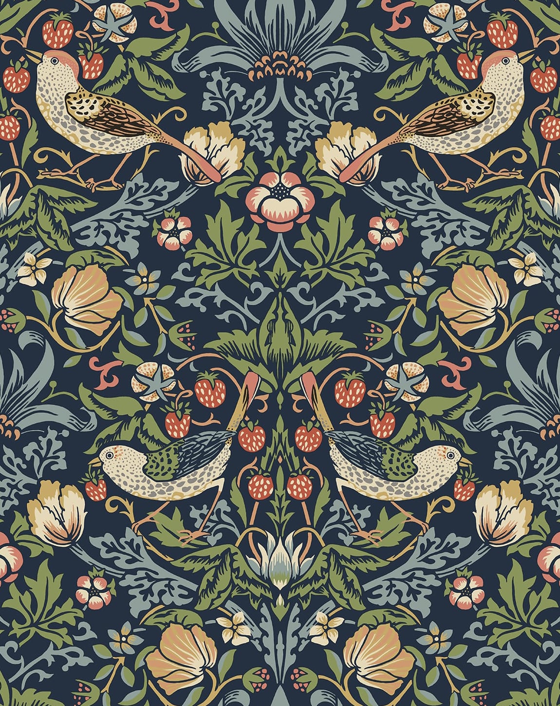 NW43702 NextWall NextWall Peel & Stick Wallpaper Aves Garden Midnight Blue