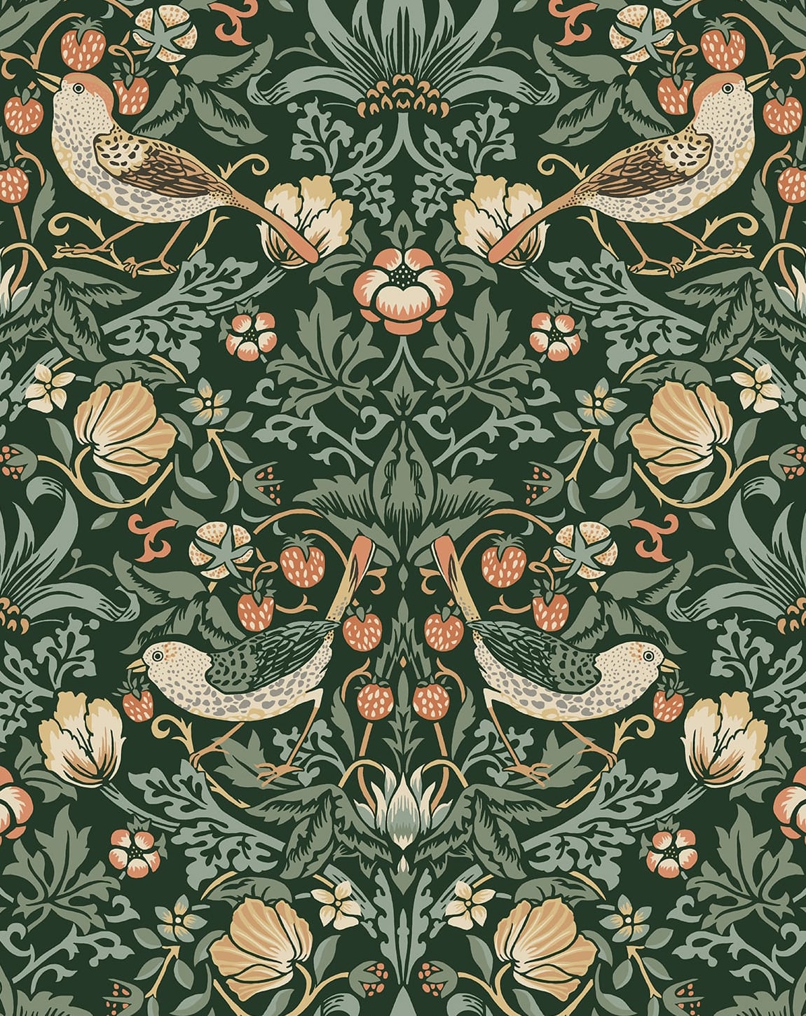 NW43704 NextWall NextWall Peel & Stick Wallpaper Aves Garden Forest Green