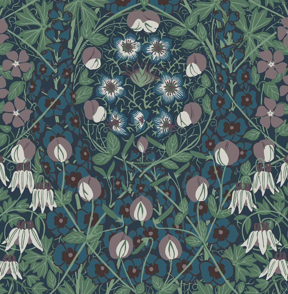 NW43804 NextWall NextWall Peel & Stick Wallpaper Tulip Garden Deep Ocean & Purple Haze