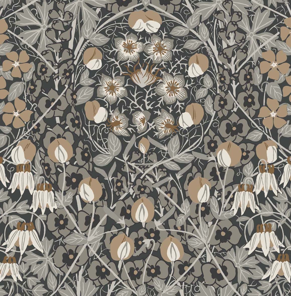 NW43805 NextWall NextWall Peel & Stick Wallpaper Tulip Garden Wrought Iron & Chamois